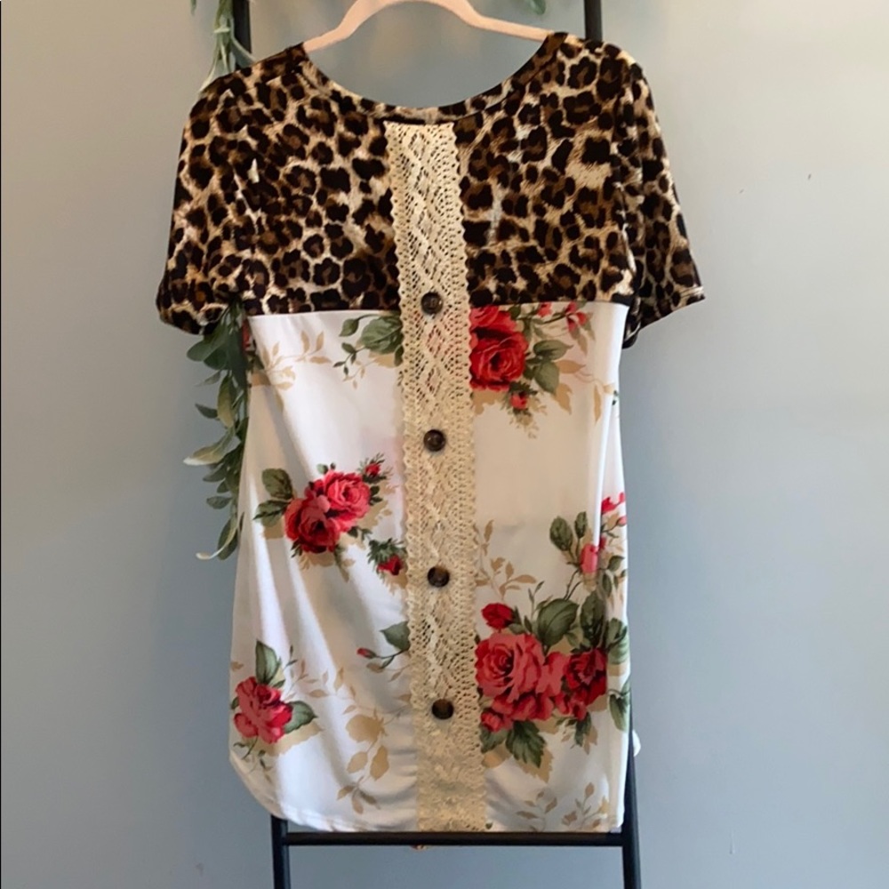 Leopard floral top